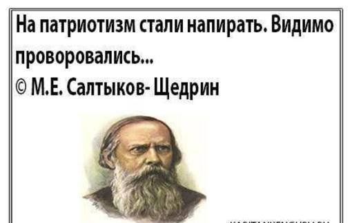На патриотизм стали напирать Видимо проворовались МЕ Саптыков Щедрин