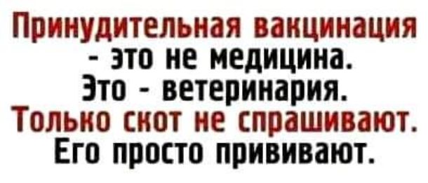 Принудительная вакцинация это не медицина Зто ветеринария Только инет не спрашивают Его просто прививают
