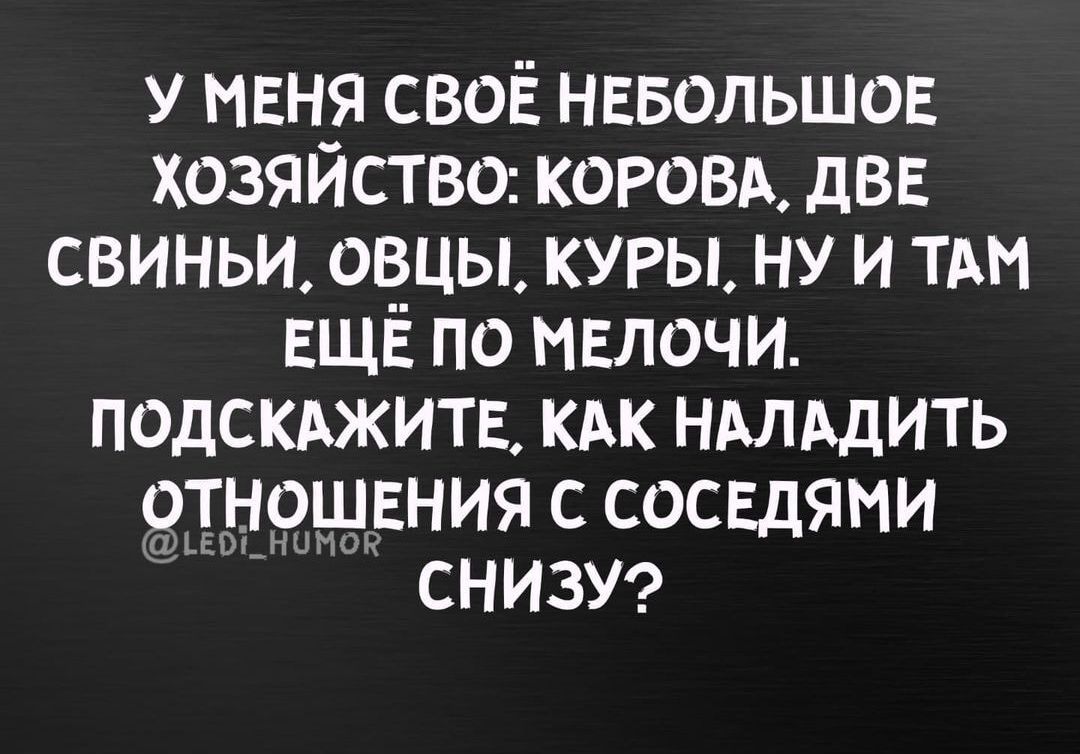 У МЕНЯ своё нввольшов хозяйства КОРОВА двв свиньи очцы куры ну и т ЕЩЕ по мвлочи псдскджитв кдк нмддить 91швния с сосвдями СНИЗУ