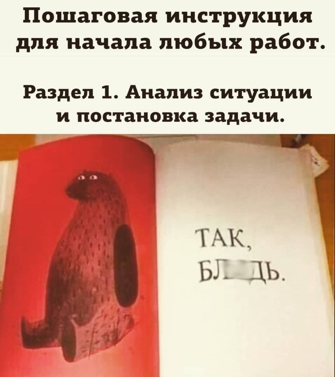 Пошаговая инструкция для начала любых работ Раздел 1 Анализ ситуации и постановка задачи