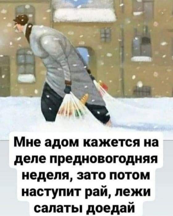 Мне адом кажется на деле предновогодняя неделя зато потом наступит рай лежи салаты доедай