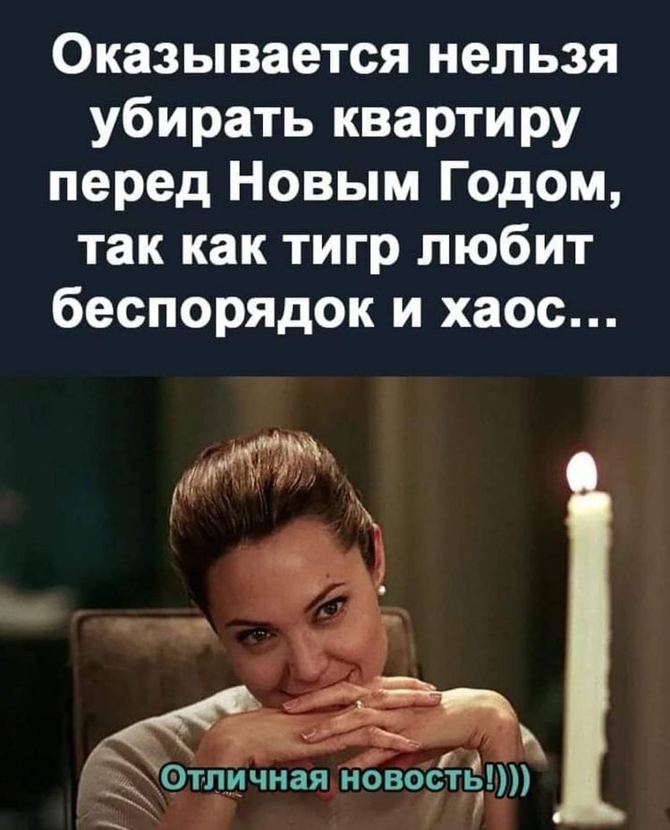 Оказывается нельзя убирать квартиру перед Новым Годом так как тигр любит беспорядок и хаос Отличная ново ть дт УЦ