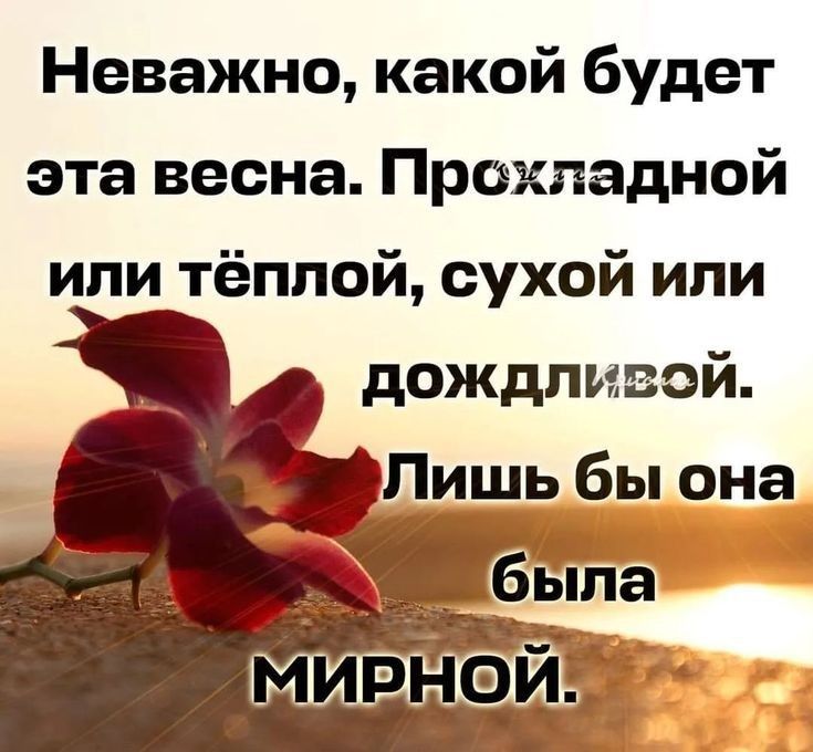 Неважно какой будет эта весна Прикладной или тёплой сухой ипи дождпиввой Лишь бы она