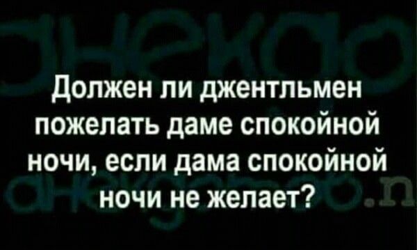 должен ли джентльмен пожелать даме спокойной ночи если дама спокойной ночи не желает