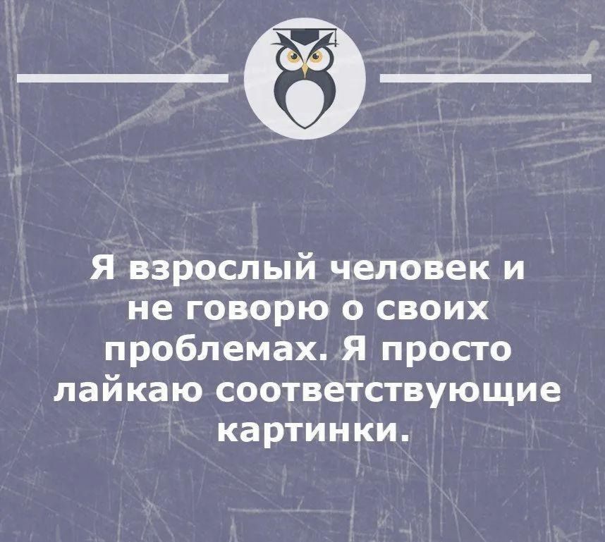 Я взрослый человек и не говорю о своих проблемах Я просто лайкаю соответствующие картинки