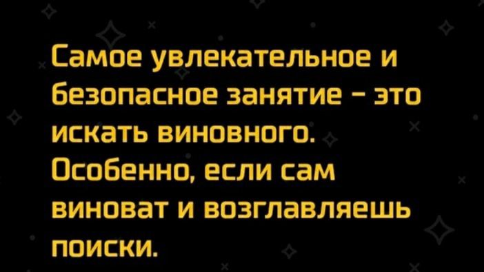 Сампе увлекательное и Безопасное занятие это искать виновного Особенно если сам виноват и возглавляешь поиски