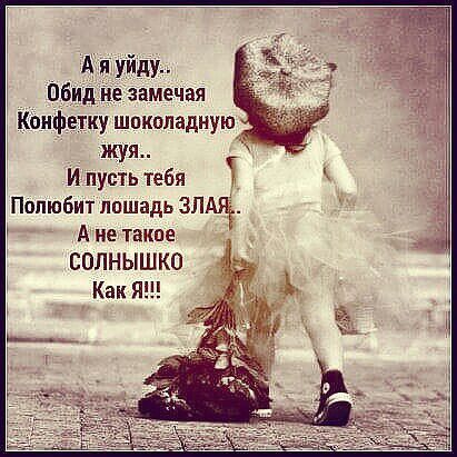 А я уйду обид не замечая Конфетку шоколадную жуя И пусть тебя Попюбит лошадь ЗЛМЁ А не такое СОЛНЫШКО Как Я
