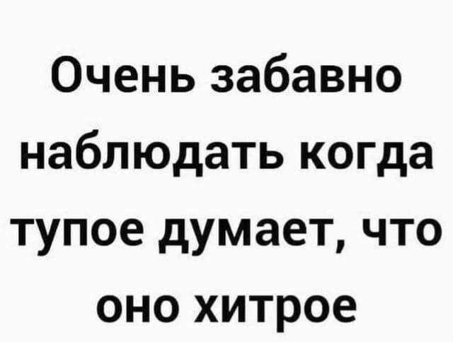 Очень забавно наблюдать когда тупое думает что оно хитрое