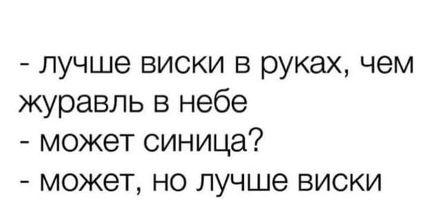 лучше виски в руках чем журавль в небе может синица может но лучше виски