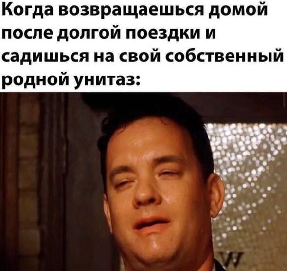 Когда возвращаешься домой после долгой поездки и садишься на свой собственный родной унитаз