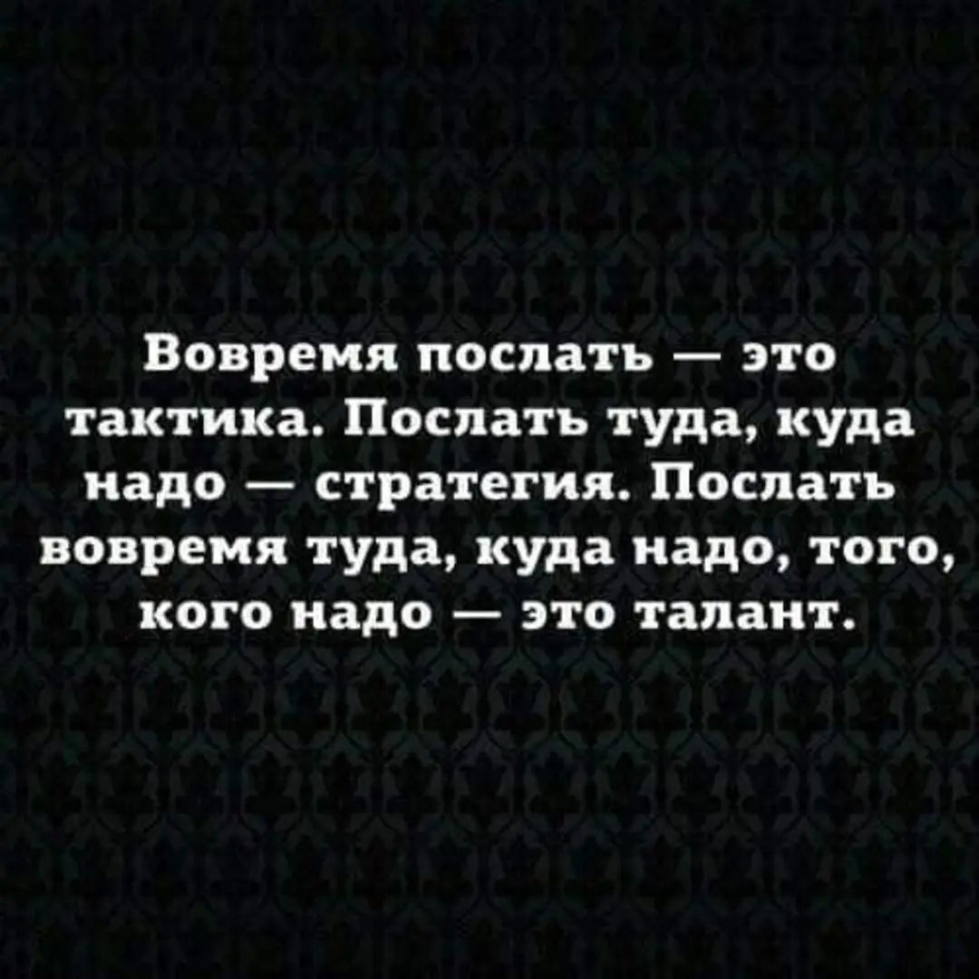 Вовремя поспать это тактика Послать туда куда надо стратегия Послать вовремя туда куда надо того кого надо это талант