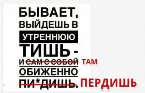 БЫВАЕТ выйдешь в тишь иешеееввй ТАМ ОБИЖЕННО ПЕРДИШЬ