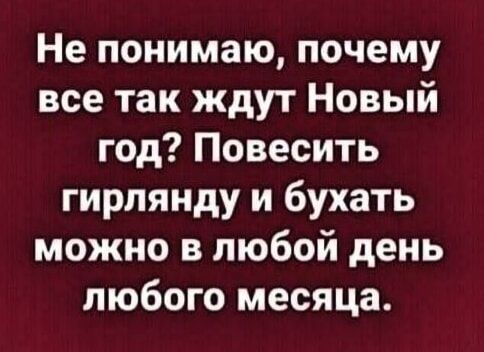 Не понимаю почему все так ждут Новый год Повесить гирпянду и бухать можно в любой день любого месяца