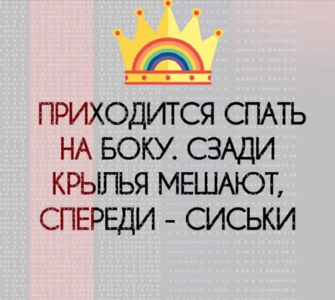 Р і 1 ПРИХОДИТСЯ СПАТЬ НА БОКУ СЗАДИ КРЫЛЬЯ МЕШАЮТ СПЕРЕДИ СИСЬКИ