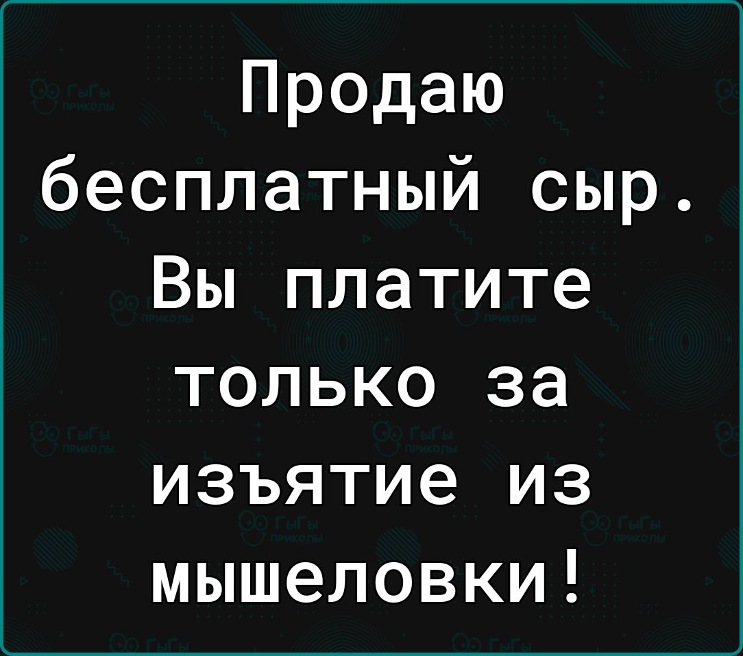 Продаю бесплатный сыр Вы платите только за изъятие из мышеловки