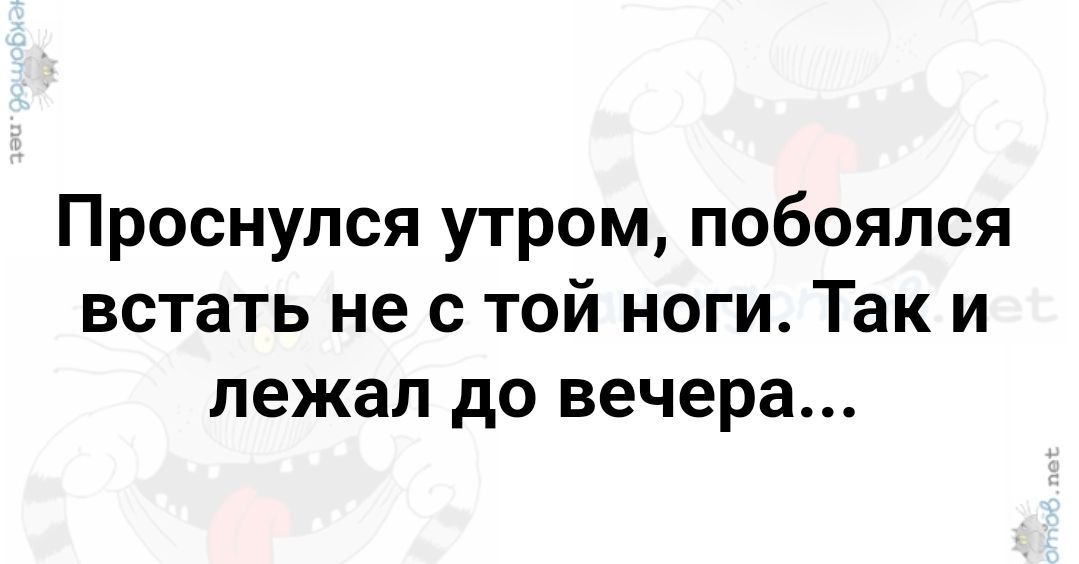 Проснулся утром побоялся встать не с той ноги Таки лежал до вечера