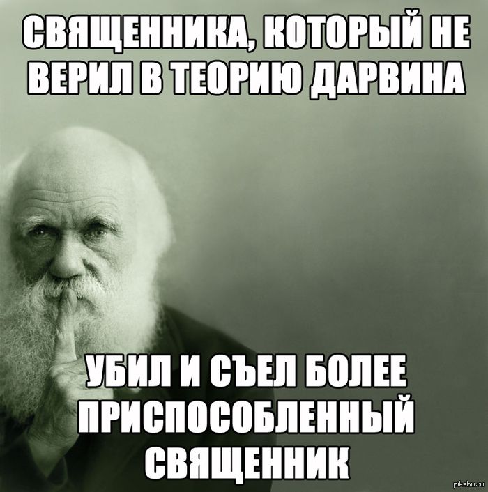 СВЯЩЕННИКАКОТОРЫЙ НЕ ВЕРИЛГВ ТЕОРИЮДАРВИНА ЦУБИЛ и СЪЕЛ БОЛЕЕ ПРИСПОСОБЛЕННЫЙ