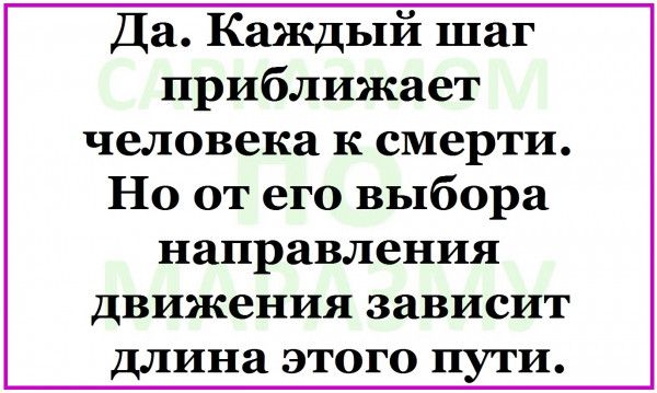 Да Каждый шаг приближает человека к смерти Но от его выбора направления движения зависит длина этого пути