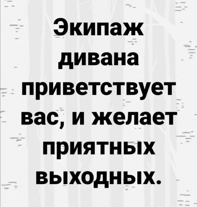 Экипаж дивана приветствует вас и желает приятных выходных