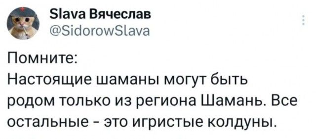 51ама Вячеслав догомибауа Помните Настоящие шаманы могут быть родом только из региона Шамань Все остальные это игристые колдуны