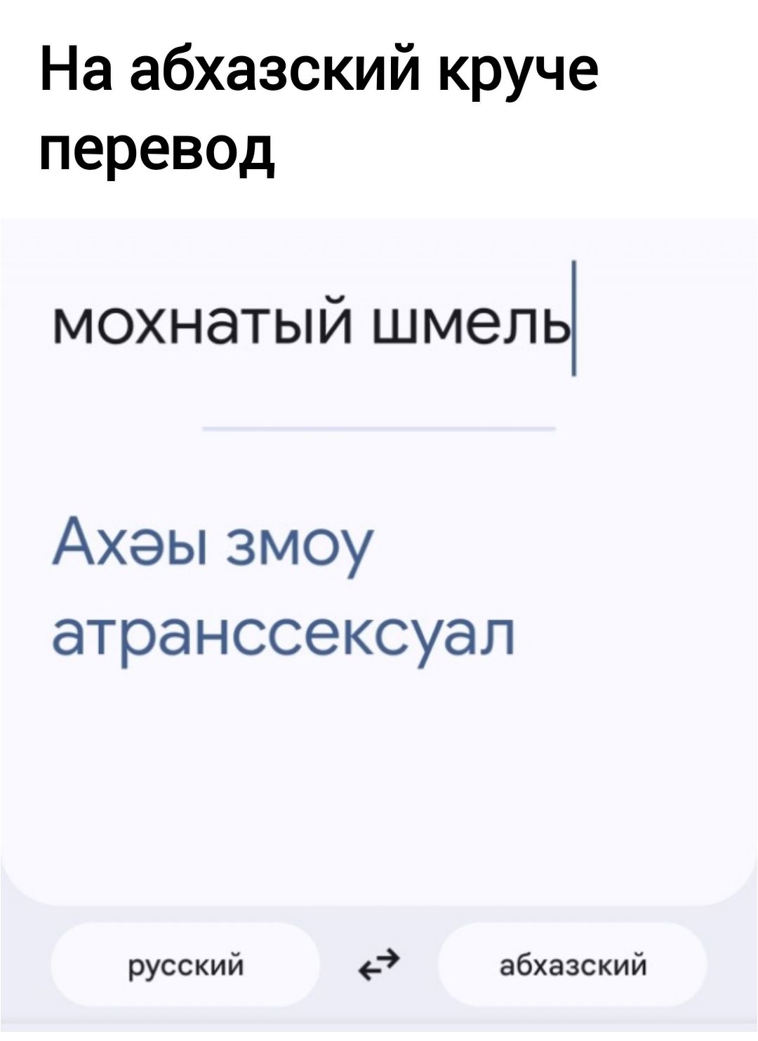 На абхазский круче перевод мохнатый шмель Ахэы змоу атранссексуал русский абхазский