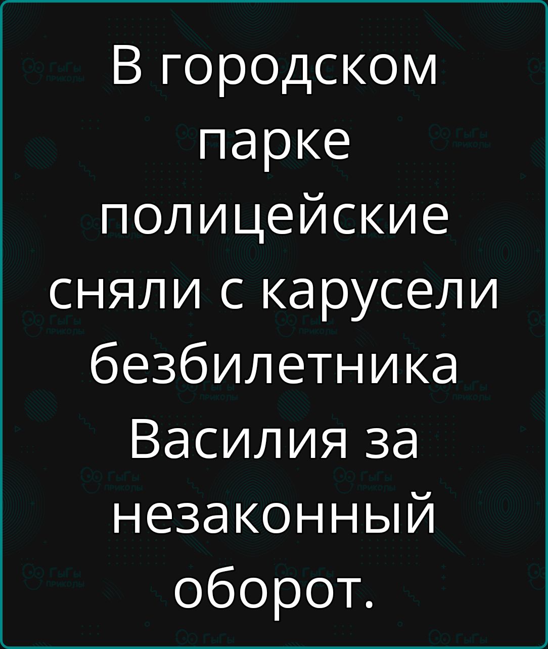 В городском парке полицейские сняли с карусели безбилетника Василия за незаконный оборот.