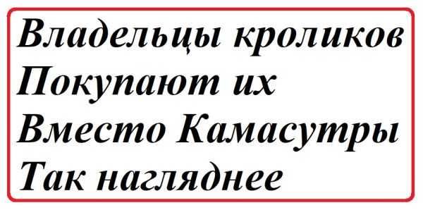 Владельцы кроликов
Покупают их
Вместо Камасутры
Так нагляднее