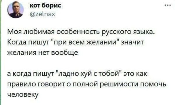 Моя любимая особенность русского языка. Когда пишут 