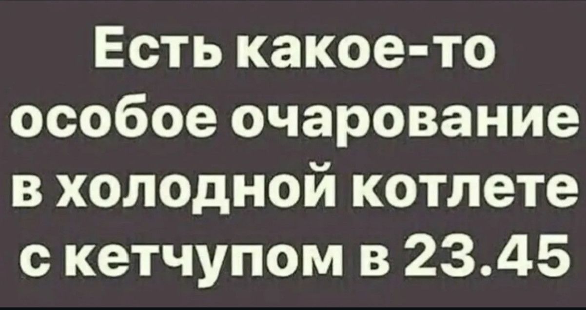 Есть какое-то особое очарование в холодной котлете с кетчупом в 23.45