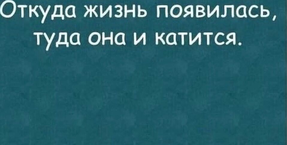 Откуда жизнь появилась, туда она и катится.