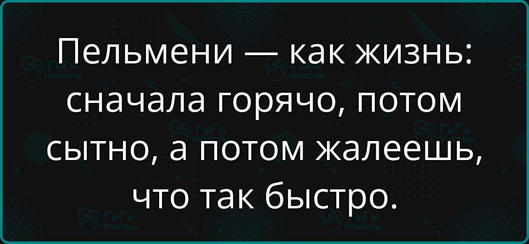 Пельмени — как жизнь: сначала горячо, потом сытно, а потом жалеешь, что так быстро.