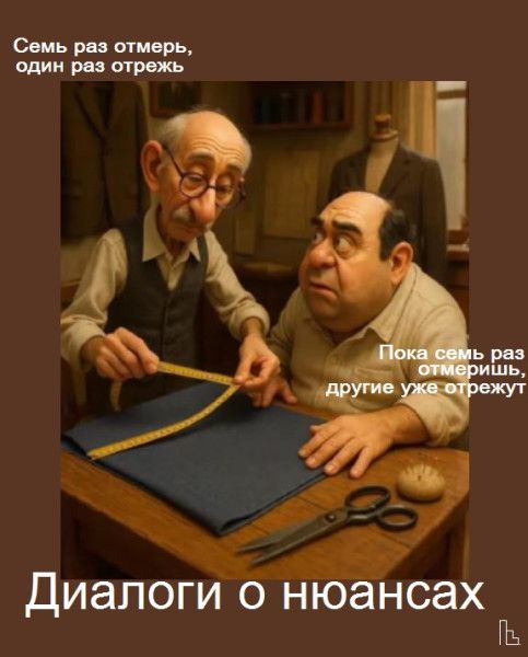 Семь раз отмерь, один раз отрежь. Пока семь раз отмеришь, другие уже отрежут. Диалоги о нюансах