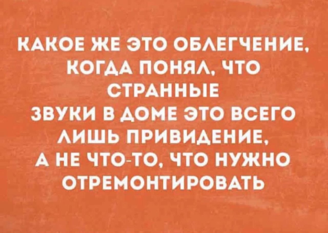 КАКОЕ ЖЕ ЭТО ОБЛЕГЧЕНИЕ, КОГДА ПОНИЛ, ЧТО СТРАННЫЕ ЗВУКИ В ДОМЕ ЭТО ВСЕГО ЛИШЬ ПРИВИДЕНИЕ, А НЕ ЧТО-ТО, ЧТО НУЖНО ОТРЕМОНТИРОВАТЬ