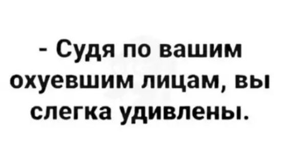 - Судя по вашим охуевшим лицам, вы слегка удивлены.