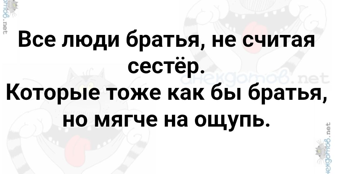 Все люди братья, не считая сестёр. Которые тоже как бы братья, но мягче на ощупь.