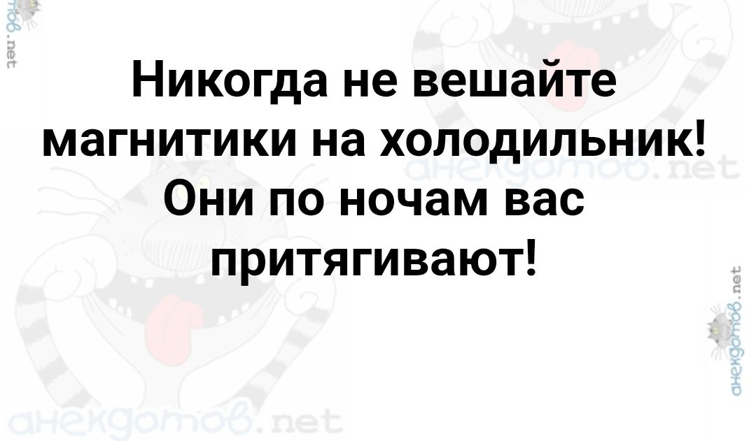 Никогда не вешайте магнитики на холодильник! Они по ночам вас притягивают!