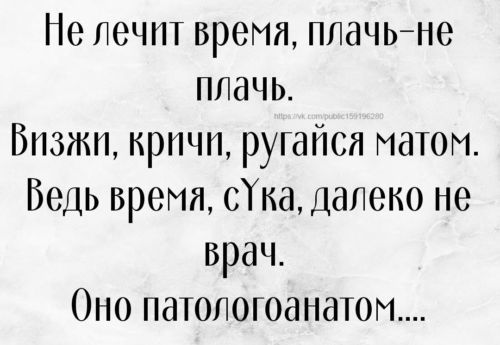 Не оечпт время плачьне плачь Бпзжп кричи ругайся матом Ведь время сТка Далеко не врач Оно патологоанатом