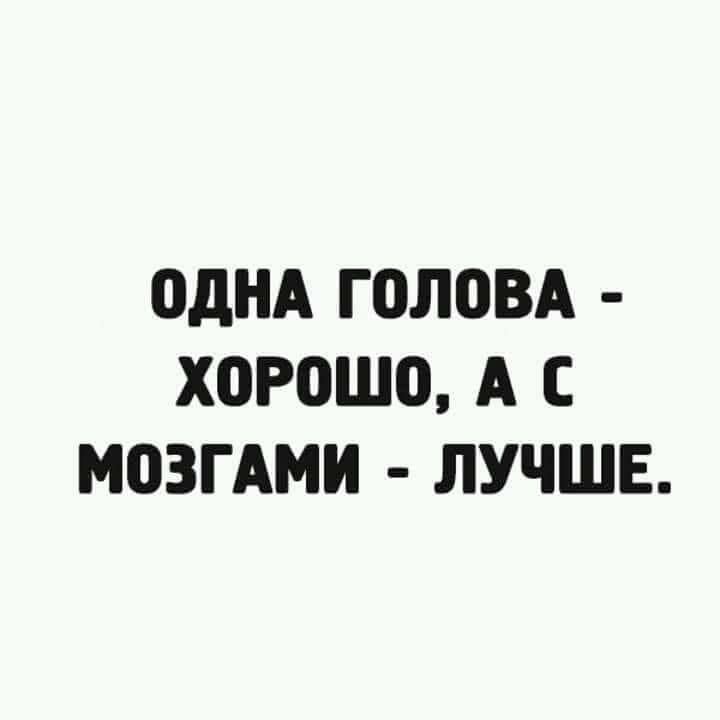 ОДНА ГОЛОВА ХОРОШО А С МОЗГАМИ ЛУЧШЕ