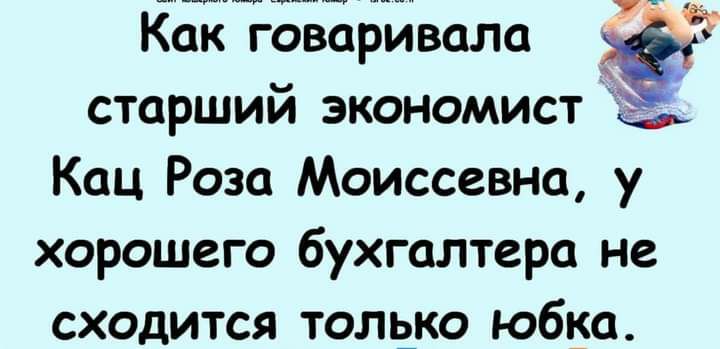 Как говаРйвало старший экономист Кац Роза Моисеевна у хорошего бухгалтера не СХОДИТСЯ ТОЛ ЕКО юбка