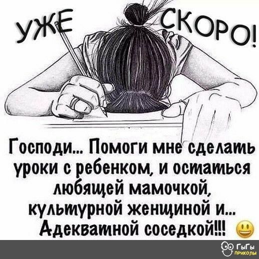 Господи Помоги мне сделать уроки с ребенком и остаться любящей мамочкой культурной женщиной и Адекватной соседкой 995