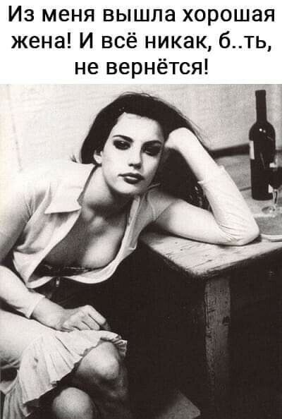 Из меня вышла хорошая жена И всё никак бть не вернётся