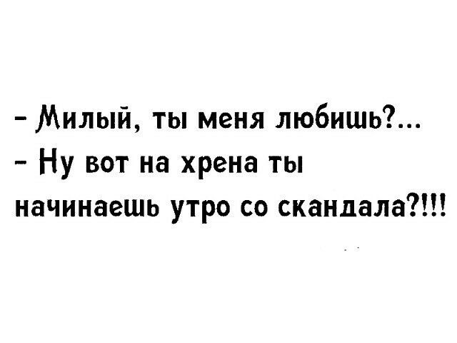 Милый ты меня любишь Ну вот на хрена ты начинаешь утро со скандала