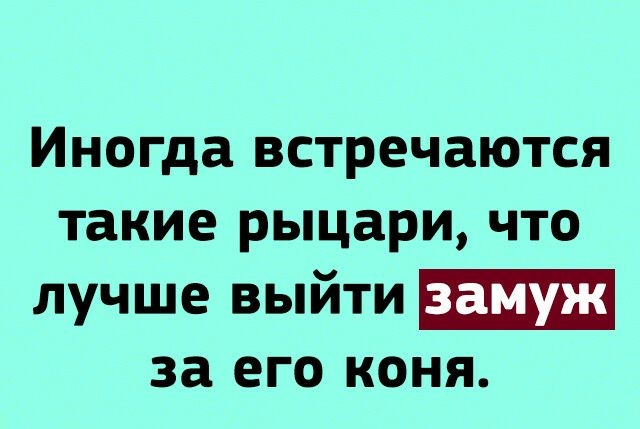 Иногда встречаются такие рыцари что лучше выйти замуж за его коня