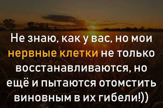 Не знаю каку вас но мои нервные клетки не только восстанавливаются но ещё и пытаются отомстить виновным в их гибели