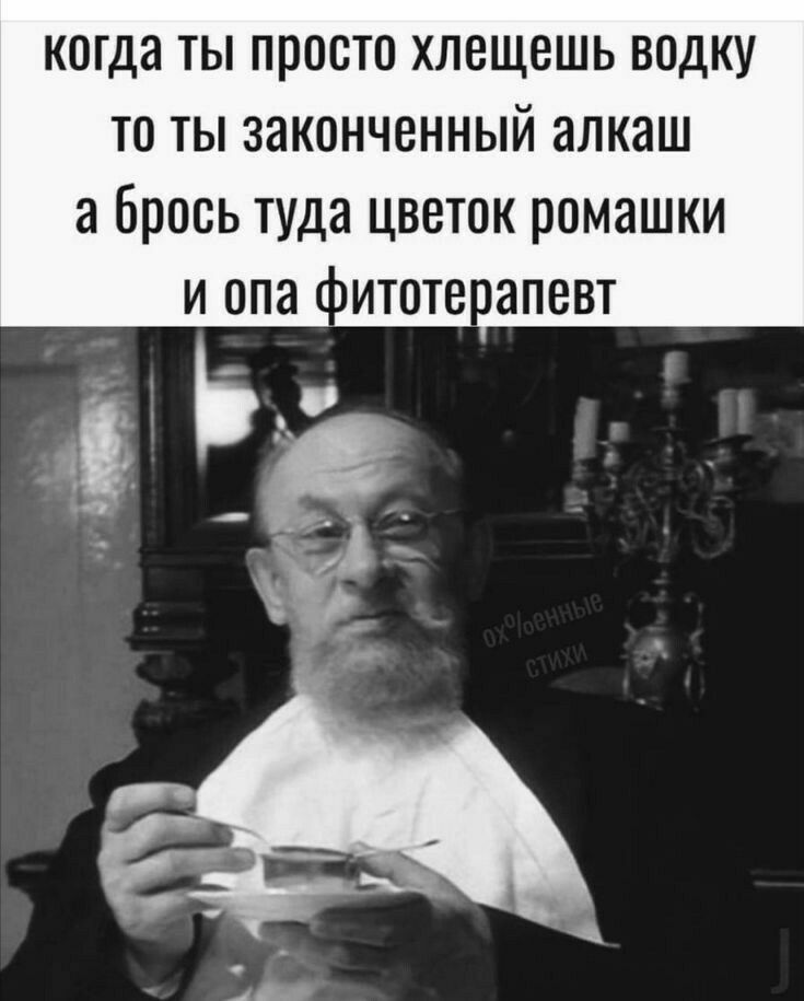 когда ты просто хлещешь водку то ты законченный алкаш а брось туда цветок ромашки