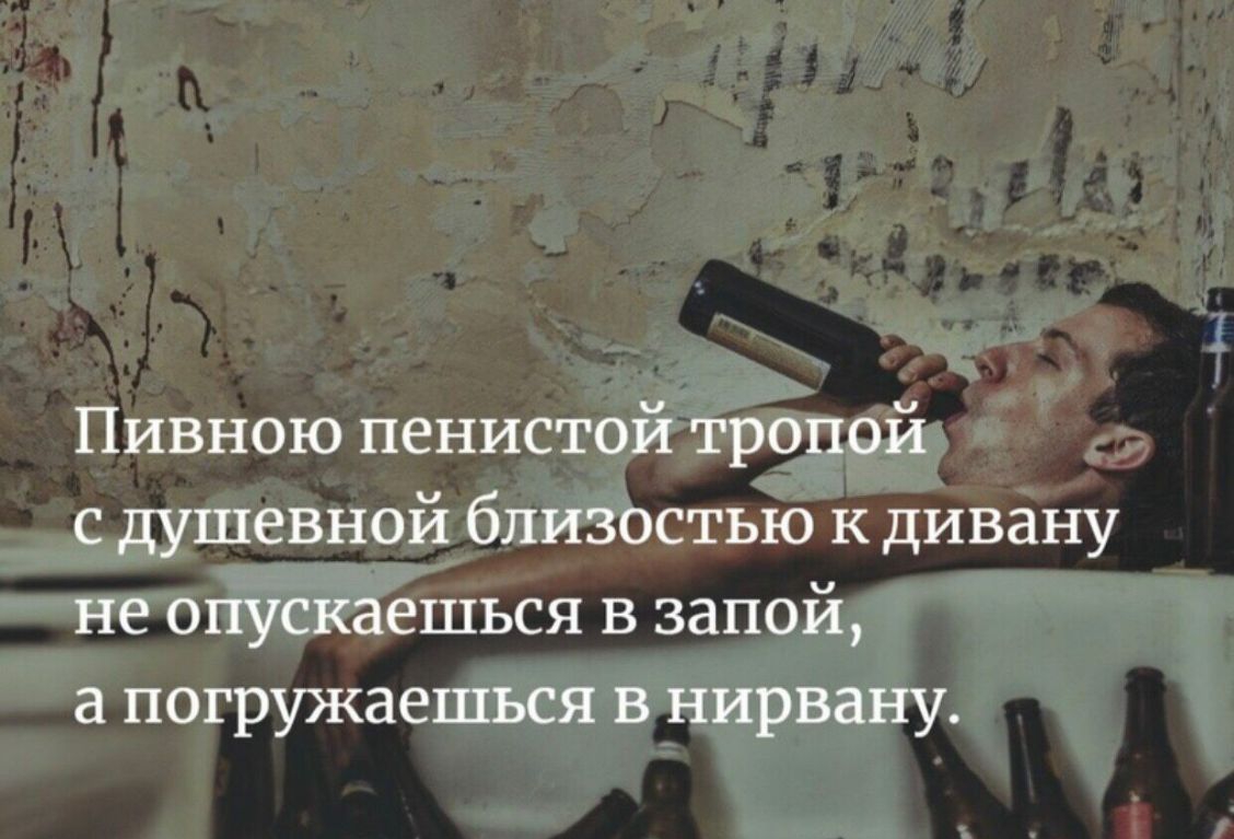 Пивною пенистой тропой с душевной близостью к дивану не спускаешься в запой а погружаешься в нирвану