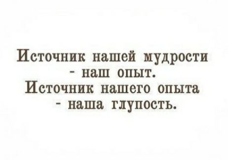 Источник нашей мудрости наш опыт Источник нашего опыта наша глупость