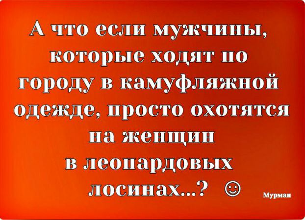 А что если мужчины которые ходят по городу в камуфляжной одежде просто охотятся на женщин в леопардовых лосинах