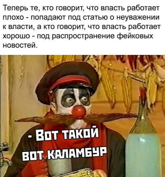 Теперь те кто говорит что власть работает ппохо попадают под статью о неуважении к власти а кто говорит что власть работает хорошо под распространение фейковых новостей _ Впт тдкпи і впт чипами