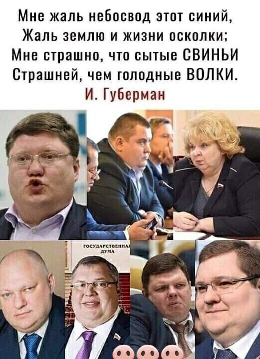 Мне жаль небосвод этот синий Жаль землю и жизни осколки Мне страшно что сытые СВИНЬИ Страшней чем голодные ВОЛКИ И Губерман